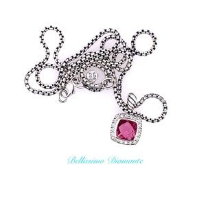 David Yurman Petite Albion Pendant Necklace w/ Pink Tourmaline and Diamond
